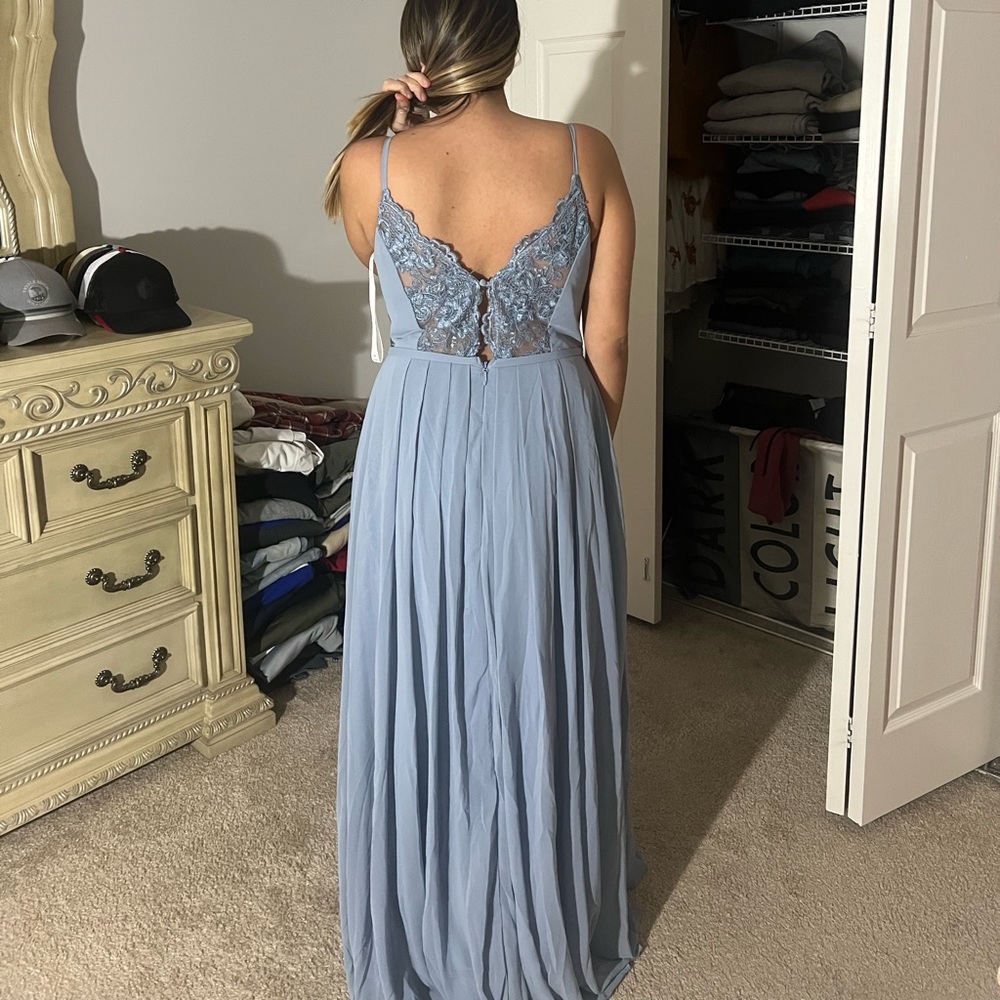 Azazie Carlie dress Dusty Blue